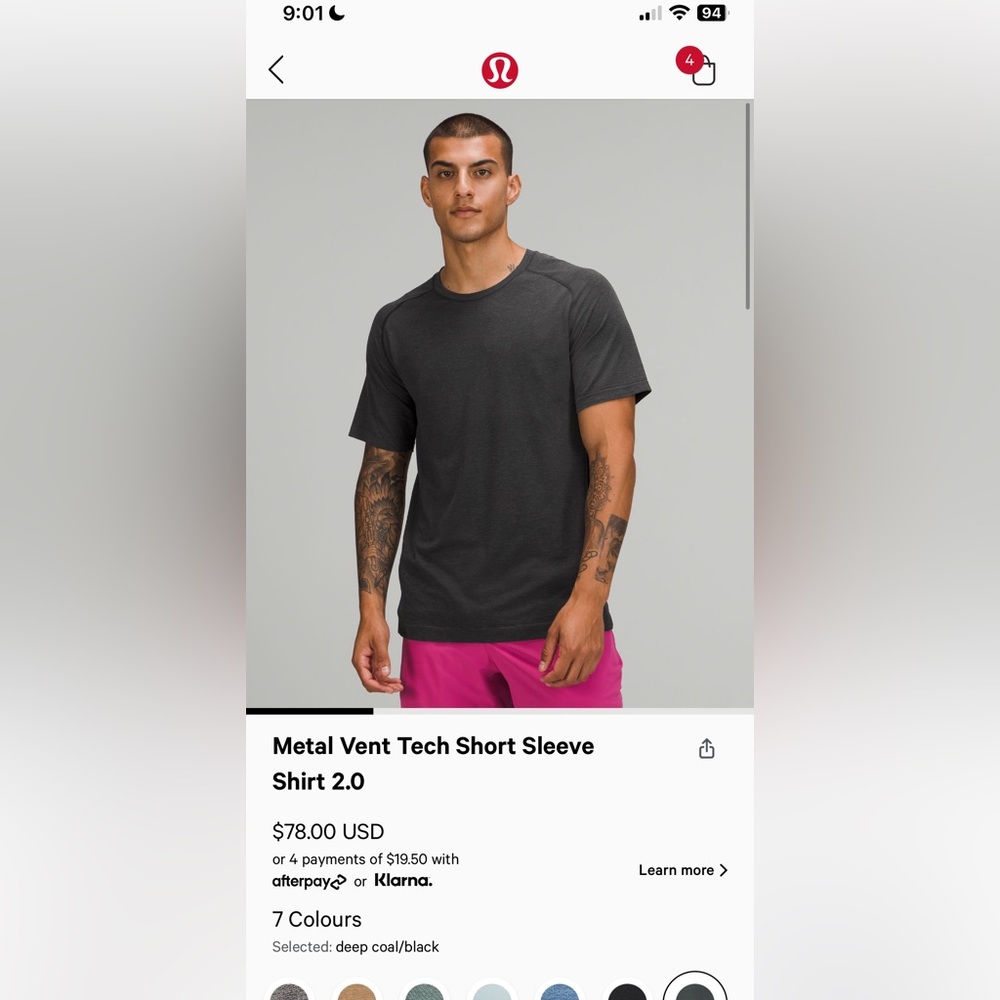 mens lululemon metal vent tech short sleeve